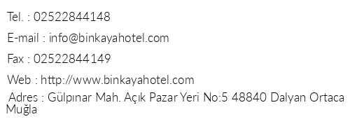 Binkaya Hotel telefon numaralar, faks, e-mail, posta adresi ve iletiim bilgileri